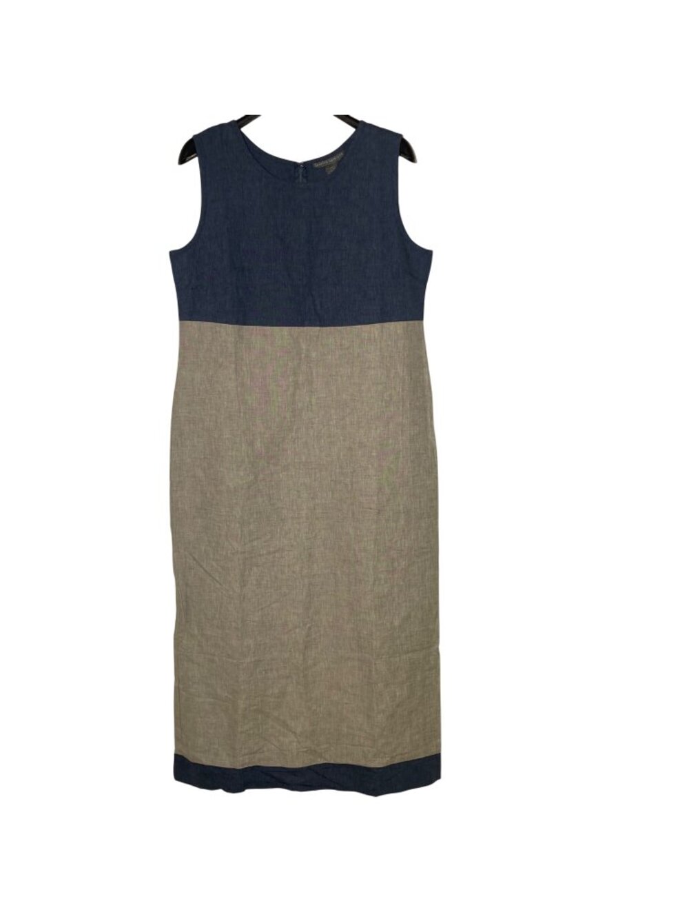 Jessica Holbrook Linen Blend Maxi Dress Colorblock Sz 14 Minimalist Lagenlook